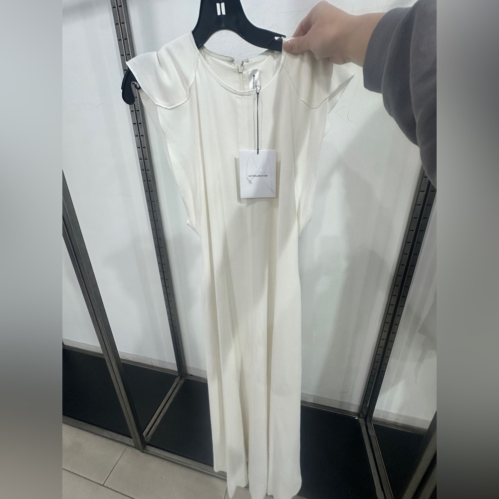 NWT Victoria Beckham Cap Sleeve Dress Ivory Size 6 - Picture 7 of 10